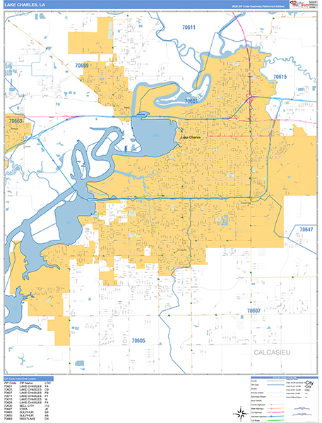 Lake Charles, LA Zip Code Map